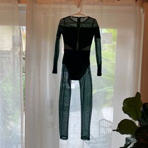 Green velvet leotard
